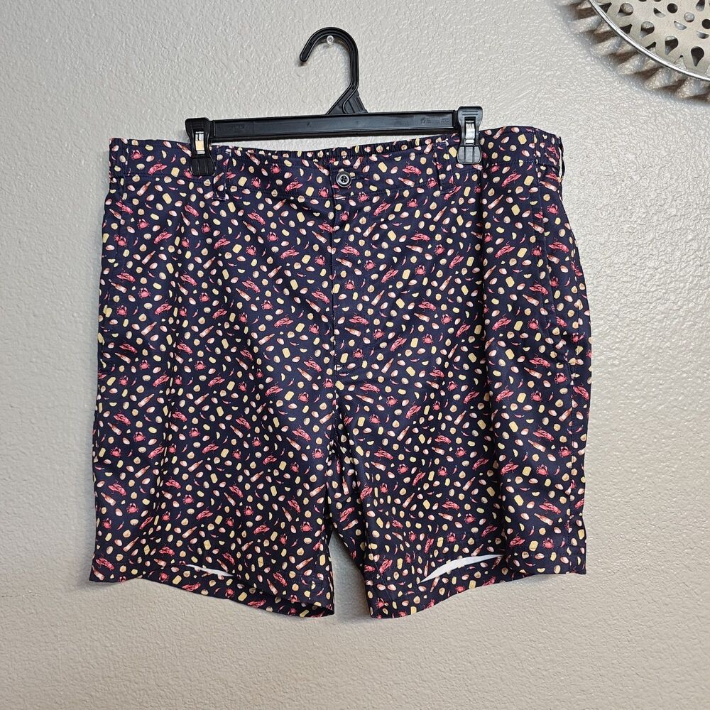 Roundtree & Yorke Performance Mens Golf Shorts Size 40 Navy Coastal Seafood P290